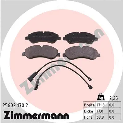 Kit de plaquettes de frein, frein à disque ZIMMERMANN 25602.170.2