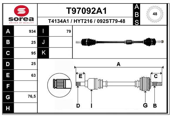 Arbre de transmission EAI T97092A1