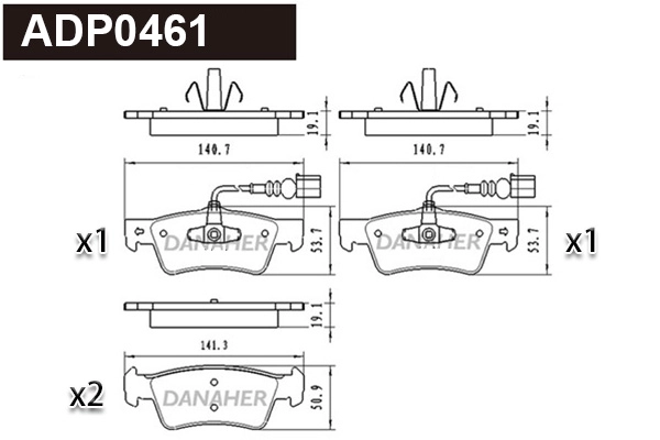 Kit de plaquettes de frein, frein à disque DANAHER ADP0461