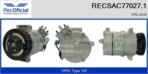Compresseur, climatisation RECOFICIAL RECSAC77027.1