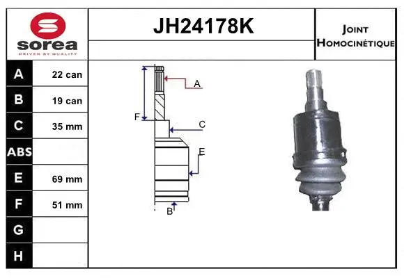 Jeu de joints, arbre de transmission SNRA JH24178K