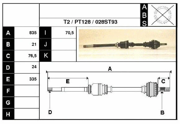 Arbre de transmission Technika 28028