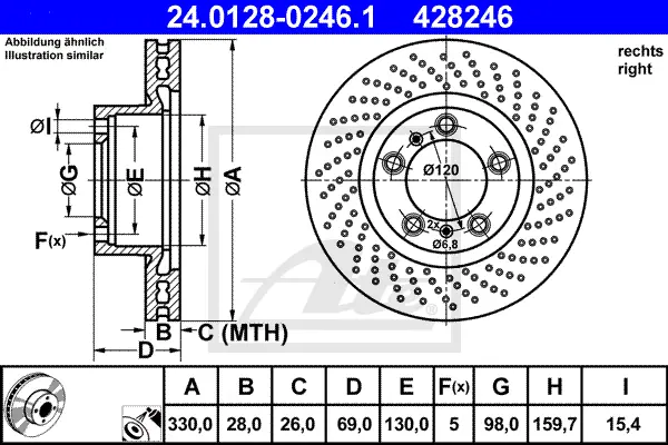 Disque de frein ATE-APAC 24.0128-0246.1