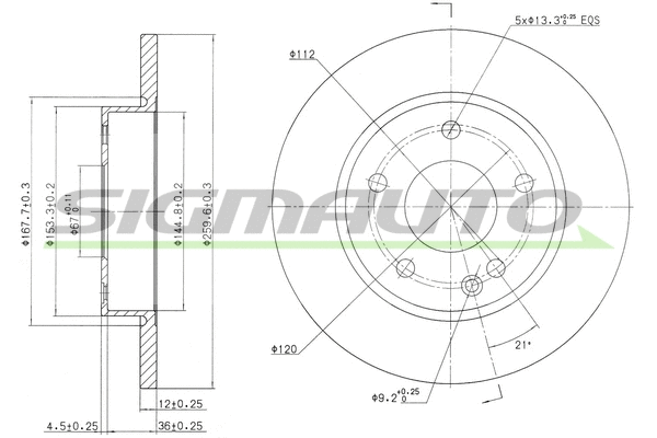 Disque de frein SIGMAUTO DBB034S
