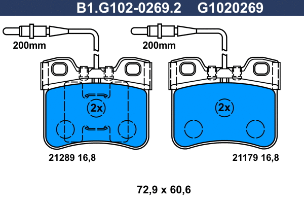 Kit de plaquettes de frein, frein à disque GALFER B1.G102-0269.2