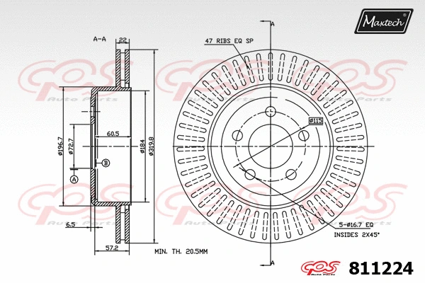 Disque de frein MAXTECH 811224