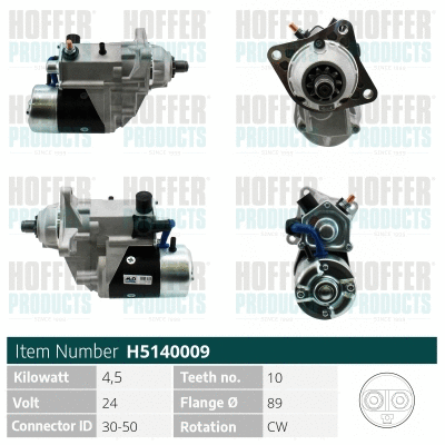 Démarreur HOFFER H5140009