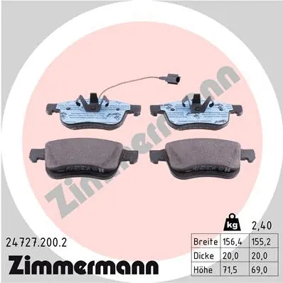 Kit de plaquettes de frein, frein à disque ZIMMERMANN 24727.200.2