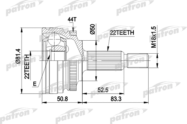 Jeu de joints, arbre de transmission PATRON PCV1272