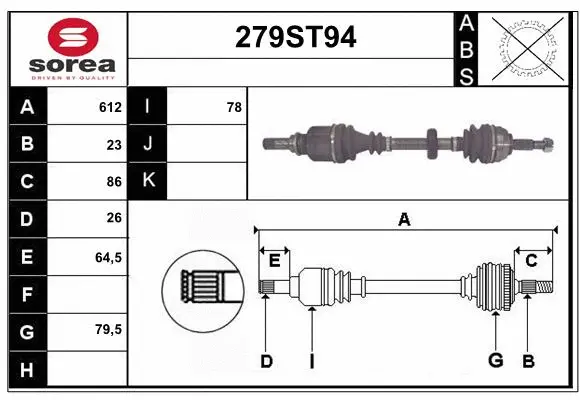 Arbre de transmission STARTCAR 279ST94