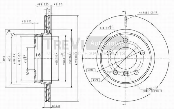 Disque de frein TREVI AUTOMOTIVE BD1125