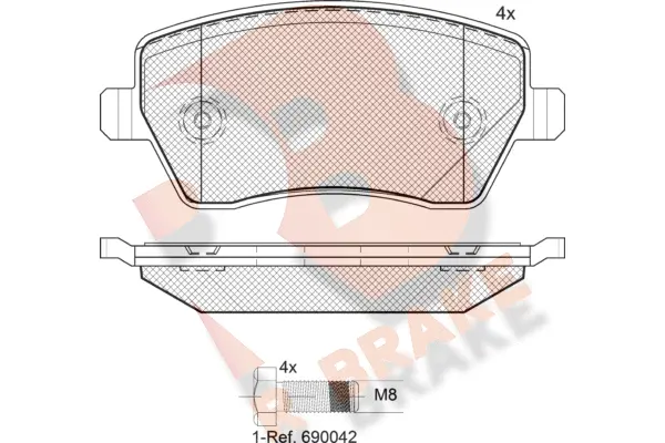 Kit de plaquettes de frein, frein à disque R BRAKE RB1534-700