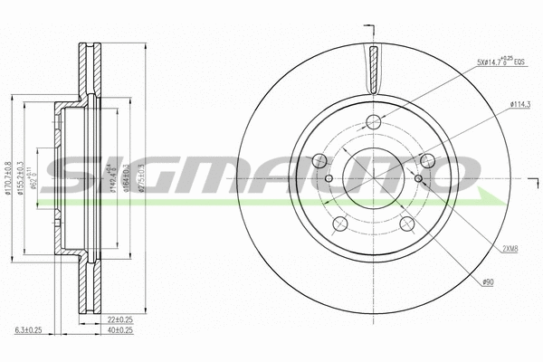 Disque de frein SIGMAUTO DBB789V