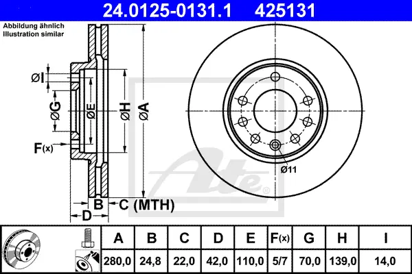 Disque de frein ATE-APAC 24.0125-0131.1