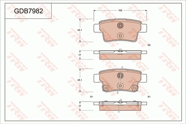 Kit de plaquettes de frein, frein à disque TRW GDB7982