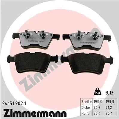 Kit de plaquettes de frein, frein à disque ZIMMERMANN 24151.902.1