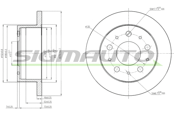 Disque de frein SIGMAUTO DBB574S