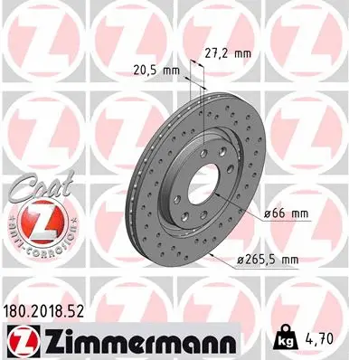 Disque de frein ZIMMERMANN 180.2018.52