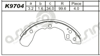 Jeu de mâchoires de frein ASIMCO K9704