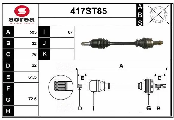 Arbre de transmission STARTCAR 417ST85