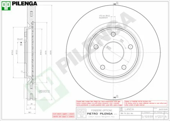 Disque de frein PILENGA V1201