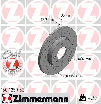 Disque de frein ZIMMERMANN 150.1257.52