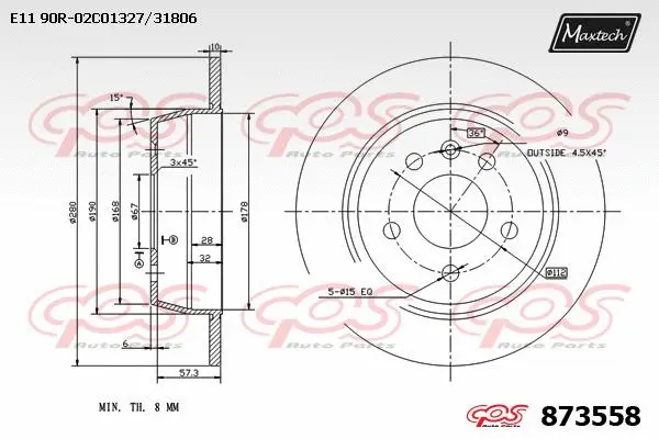 Disque de frein MAXTECH 873558