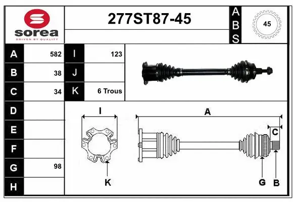 Arbre de transmission STARTCAR 277ST87-45