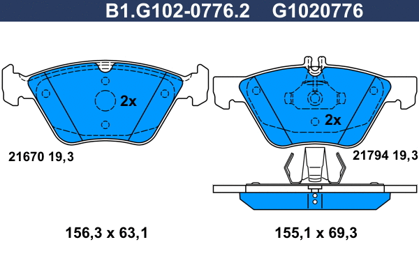 Kit de plaquettes de frein, frein à disque GALFER B1.G102-0776.2