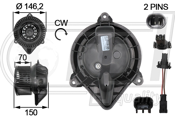 Moteur électrique, pulseur d'air habitacle RPL QUALITY APVTRE5017