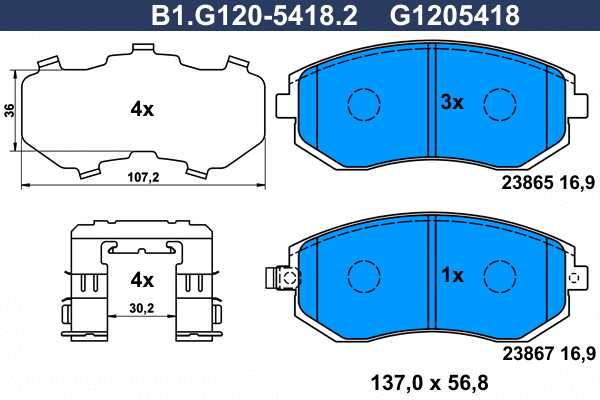 Kit de plaquettes de frein, frein à disque GALFER B1.G120-5418.2