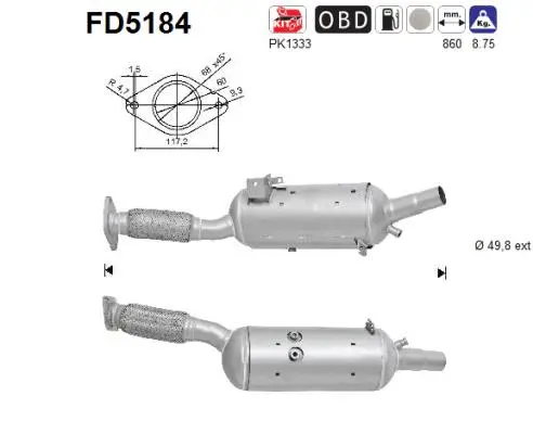 Filtre à particules / à suie, échappement AS FD5184
