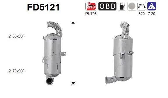 Filtre à particules / à suie, échappement AS FD5121
