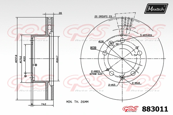 Disque de frein MAXTECH 883011