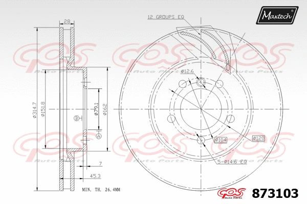 Disque de frein MAXTECH 873103
