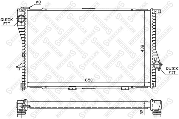 Radiateur, refroidissement du moteur STELLOX 10-25044-SX
