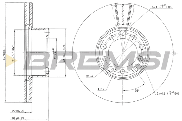 Disque de frein BREMSI CD6143V
