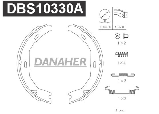 Jeu de mâchoires de frein, frein de stationnement DANAHER DBS10330A