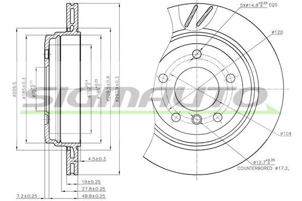 Disque de frein SIGMAUTO DBB581V