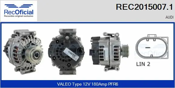 Alternateur RECOFICIAL REC2015007.1
