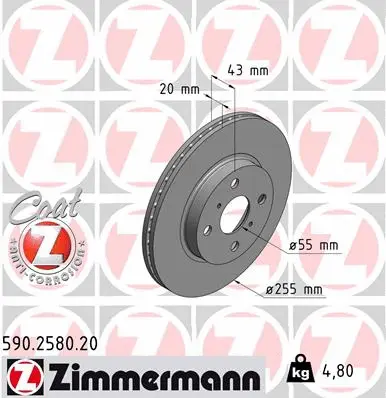 Disque de frein ZIMMERMANN 590.2580.20