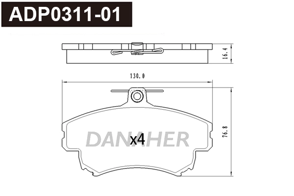 Kit de plaquettes de frein, frein à disque DANAHER ADP0311-01