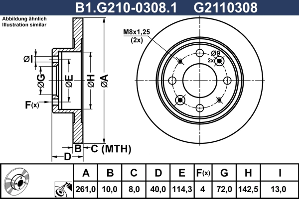 Disque de frein GALFER B1.G210-0308.1