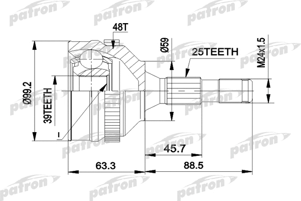 Jeu de joints, arbre de transmission PATRON PCV1281