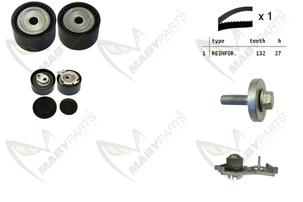 Pompe à eau + kit de courroie crantée MABYPARTS OBKWP0070