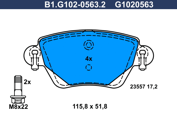 Kit de plaquettes de frein, frein à disque GALFER B1.G102-0563.2
