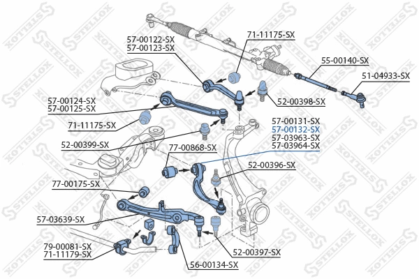 Bras de liaison, suspension de roue STELLOX 57-00132-SX