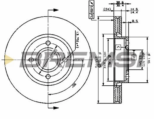 Disque de frein BREMSI CD6801V