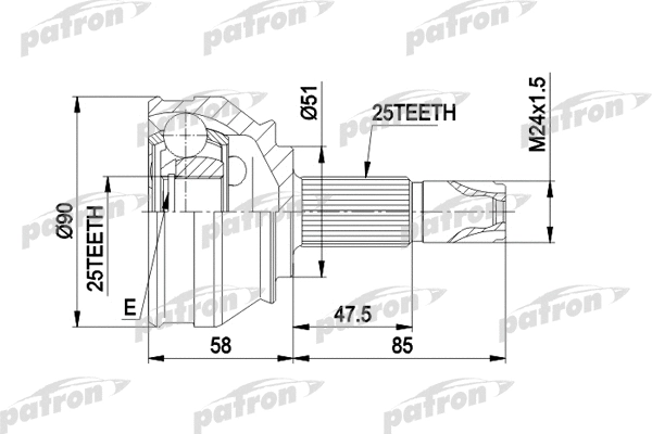 Jeu de joints, arbre de transmission PATRON PCV1258