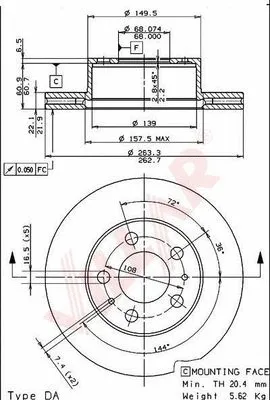 Disque de frein VILLAR 628.1609